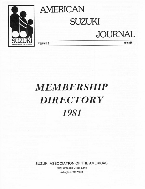 American Suzuki Journal volume 9.1.
