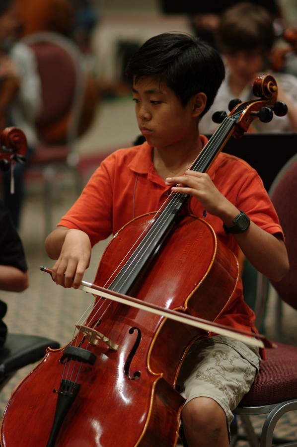 SYOA cellist in rehearsal at the 2012 conference