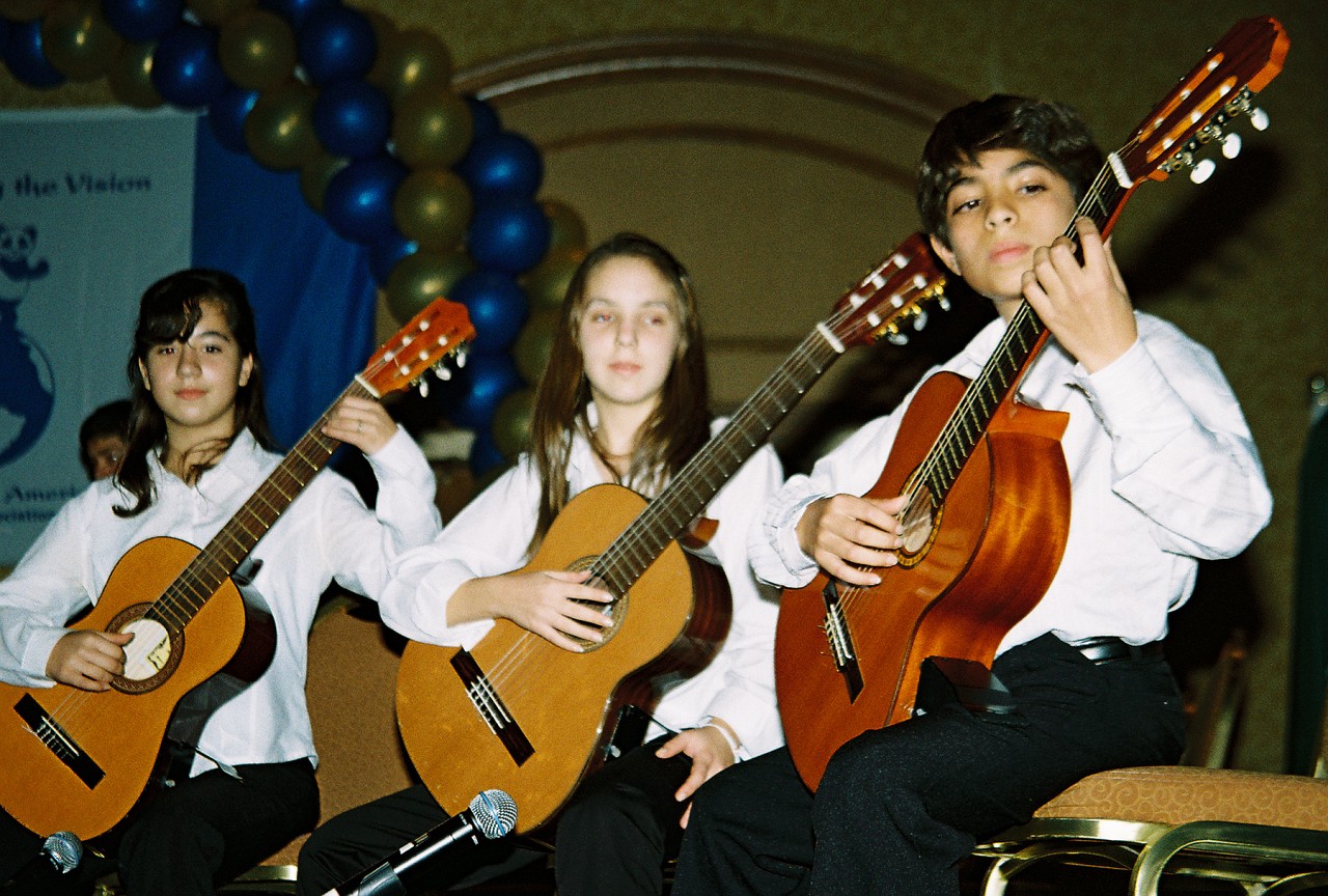 Latin American guitar group. Left to right: Eugenia Milagros Bernasconi, Manuela Iparraguirre, and Sergio Fernando Llugdar.