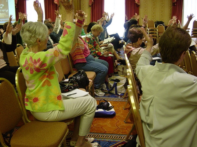 Audience participation in Joan Linklater’s session at the 2008 SAA Conference