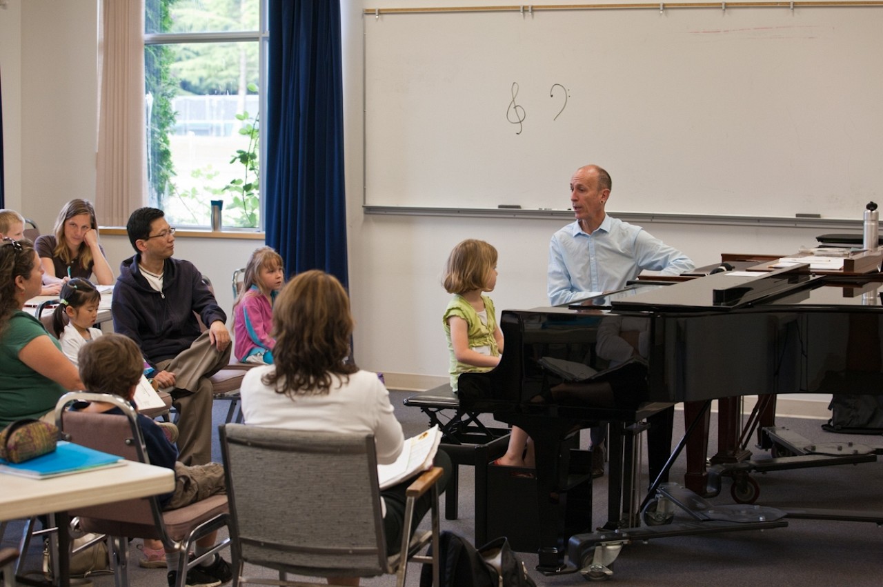 Piano group class at Langley Community Music School Suzuki Summer Workshop
