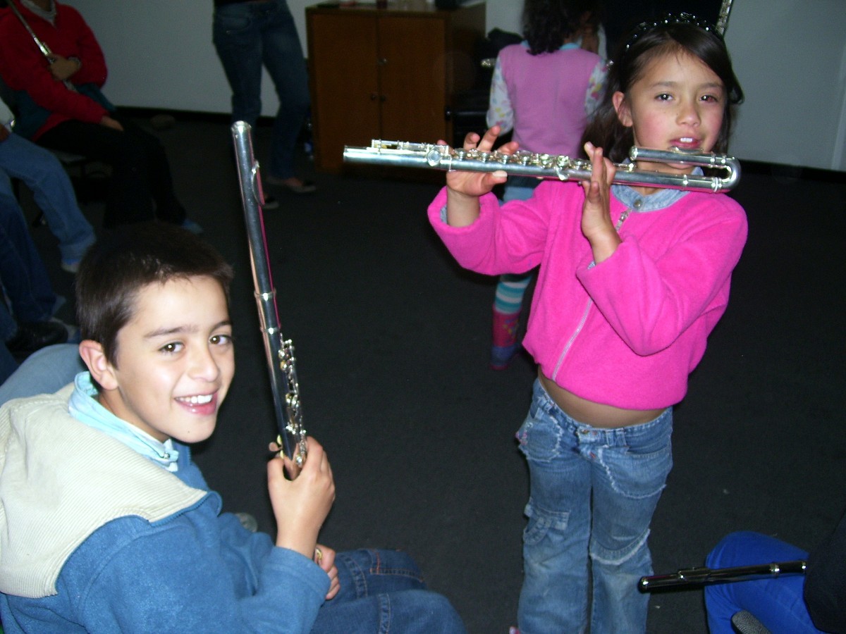 Young flute students at the Bogota Suzuki Festival in June, 2008.