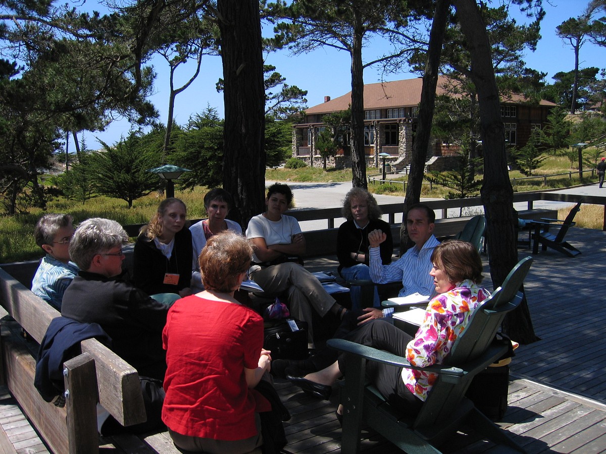 Enjoying an outdoor meeting in the sun at the 2005 SAA Leadership Retreat