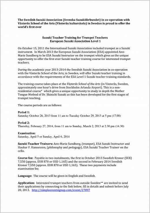 Suzuki Trumpet Teacher Training 2013-2014