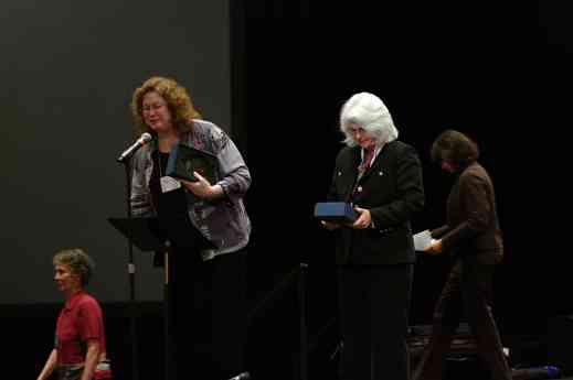 Winnifred Crock and Laurie Scott receive a Creating Learning Community award