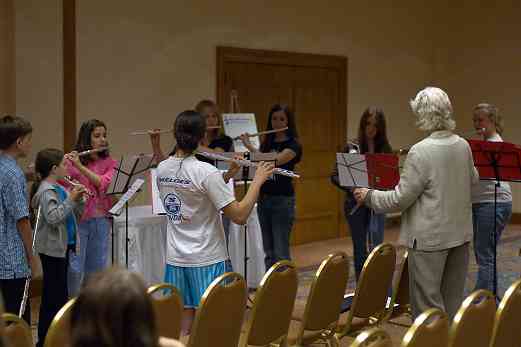 Flute choir rehearsal with Wendy Stern at the 2006 SAA Conference