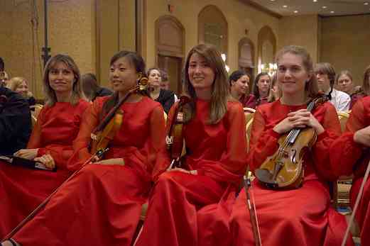 Violinists in the Nevada School of the Arts ensemble before their performance at the 2006 SAA Conference