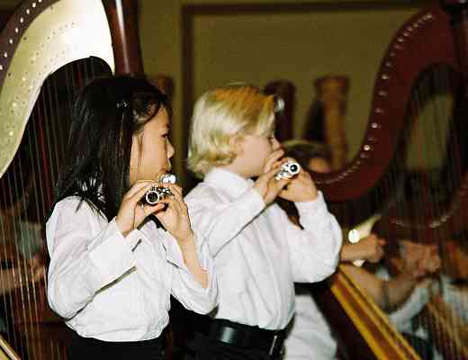 Young Suzuki flute students.