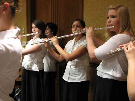 Suzuki flute ensemble rehearsal.