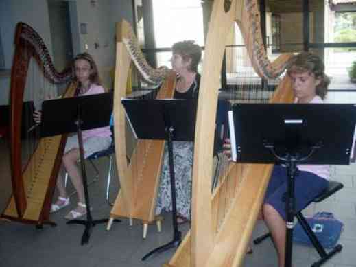 Harp group class at Greater New Orleans Suzuki Summer Camp