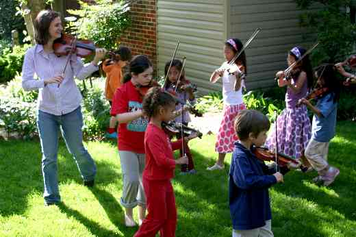 Violin group class outside