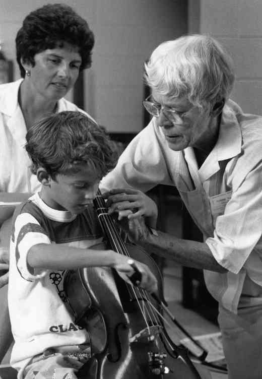 Yvonne Tait in a cello lesson
