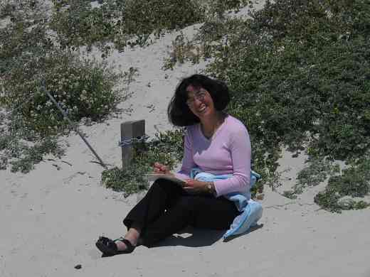 Cherie Larson on the beach at the 2005 SAA Leadership Retreat