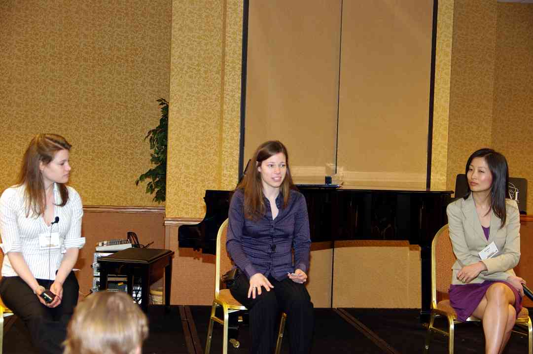 Emily Bruskin, Julia Bruskin, and Donna Kwong of the Claremont Trio give a session at the 2010 Conference