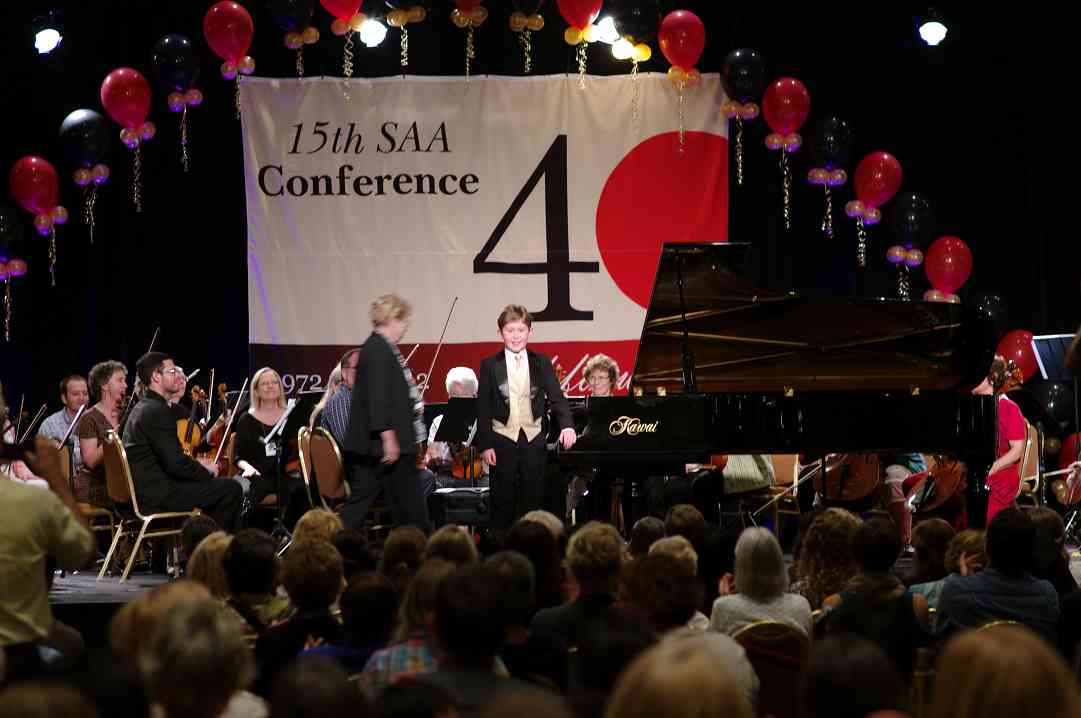 Gavin George takes the stage for the piano concerto at the 2012 conference