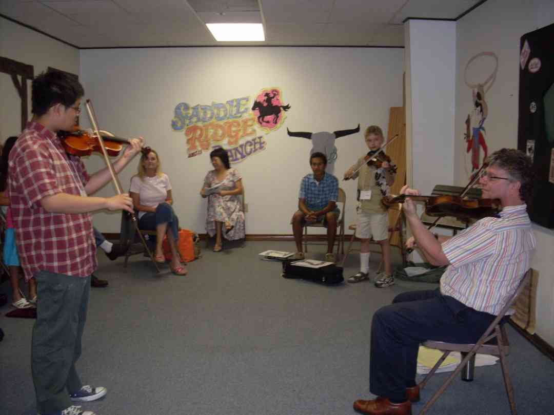 Violin group class at Greater New Orleans Summer Suzuki Music Camp