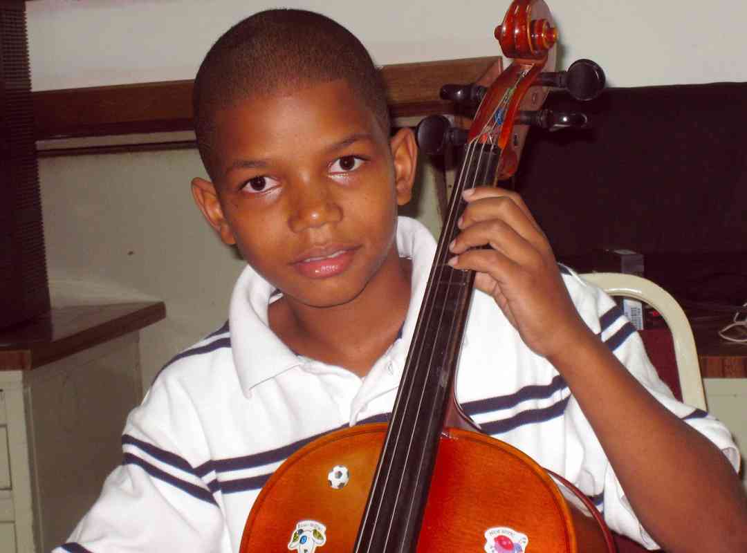 Cello student in the Dominican Republic