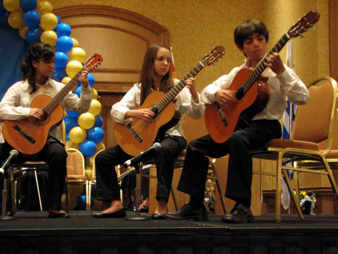 Guitarists in the Latin American Suzuki Ensemble perform at the 2008 SAA Conference