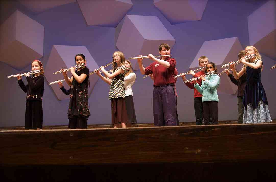 Flute students perform at the Suzuki Association of Minnesota graduation recital.