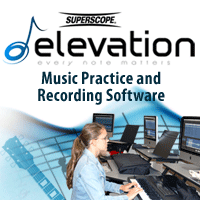 Advertisement: Elevation: Every note matters. To learn, practice, and teach for musicians, students, and educators. By Superscope.