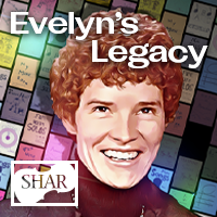 Advertisement: Illustration of Evelyn Avsharian against colorful body of her children’s book series. Text reads: Evelyn’s Legacy.