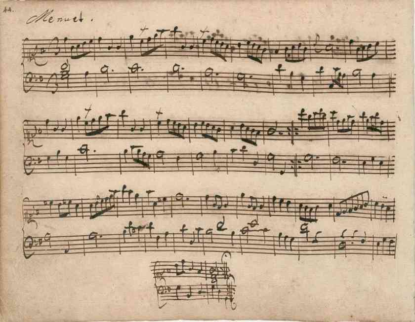 Figure 6. The so-called “Minuet 3.” Christian Petzold, Minuet in G Major from Suite de clavecin, c. 1725. D-B Mus. ms. Bach P 225 [p. 44]. Courtesy of