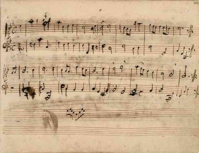 Figure 4. J. C. Bach?, [March] in F Major (BWV Anh. 131). D-B Mus. ms. Bach P 225 [p. 101].