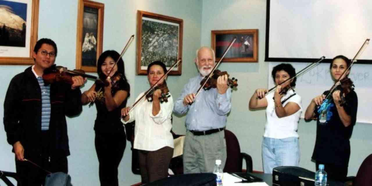 Violinists with Trainer Sandy Reuning