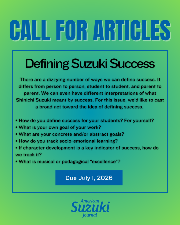ASJ Call for Articles: Defining Suzuki Success